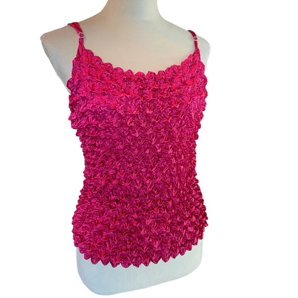Retro style Hot Pink Popcorn Top Magic Bubble Crinkle Camisole One Size OSFM